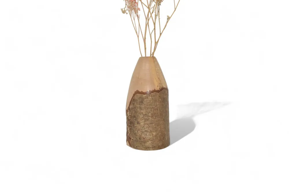 Holzvase Haselnuss 19 cm Handarbeit gedrechselt Unikat