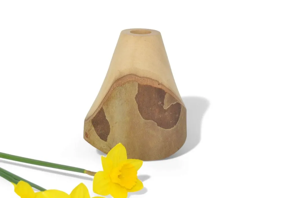 Holzvase Platane 18 cm Handarbeit