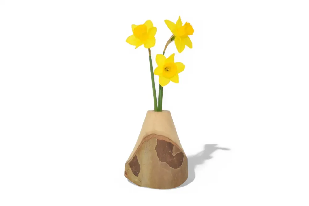 Holzvase Platane 18 cm Handarbeit