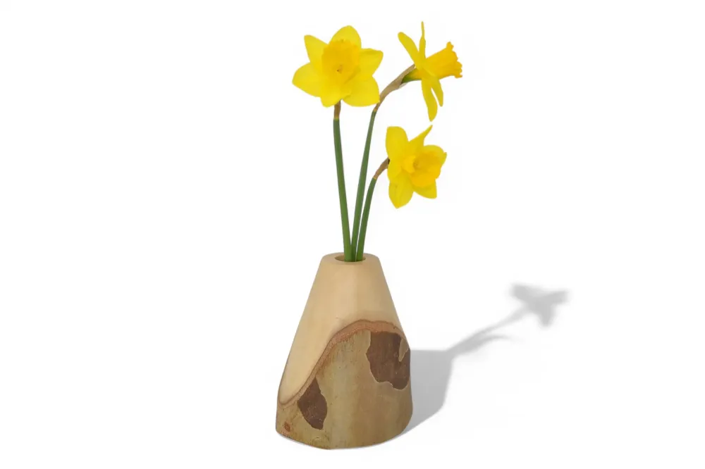 Holzvase Platane 18 cm Handarbeit