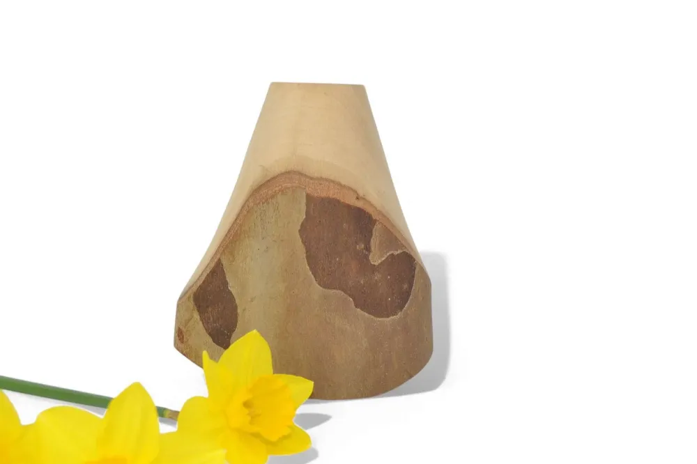 Holzvase Platane 18 cm Handarbeit
