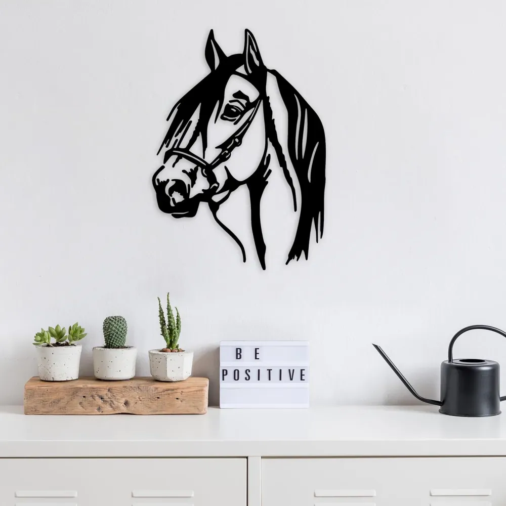 Horse Head Wanddeko - Schwarz