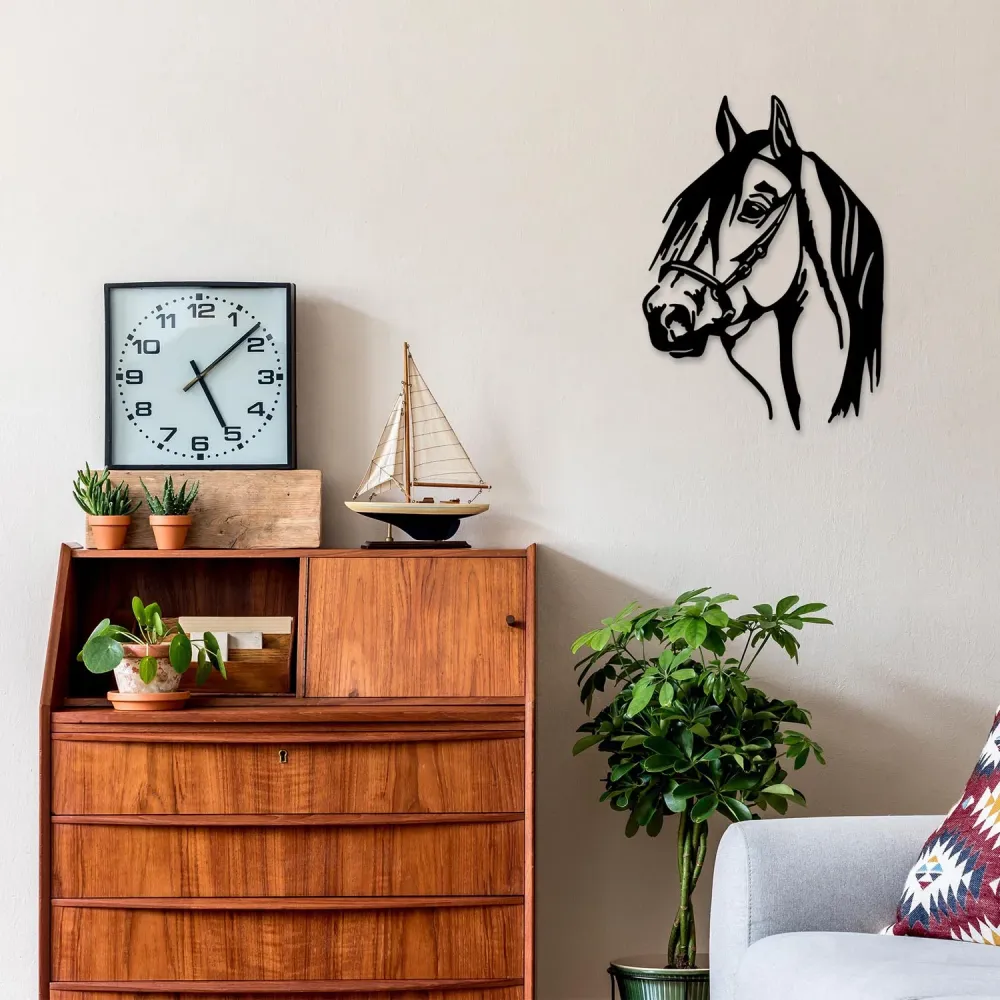 Horse Head Wanddeko - Schwarz