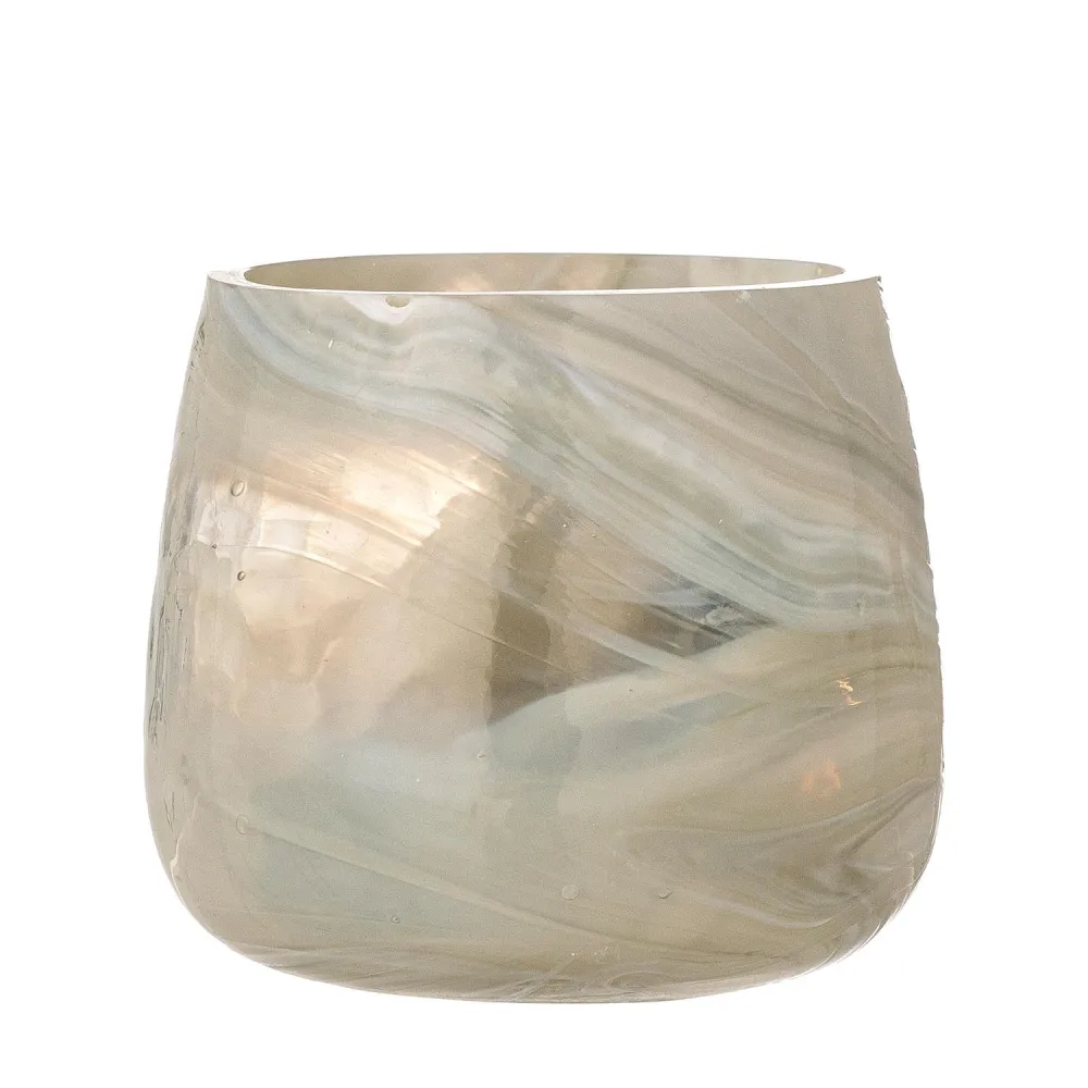 Imran Teelichthalter, Grau, Recyceltes Glas