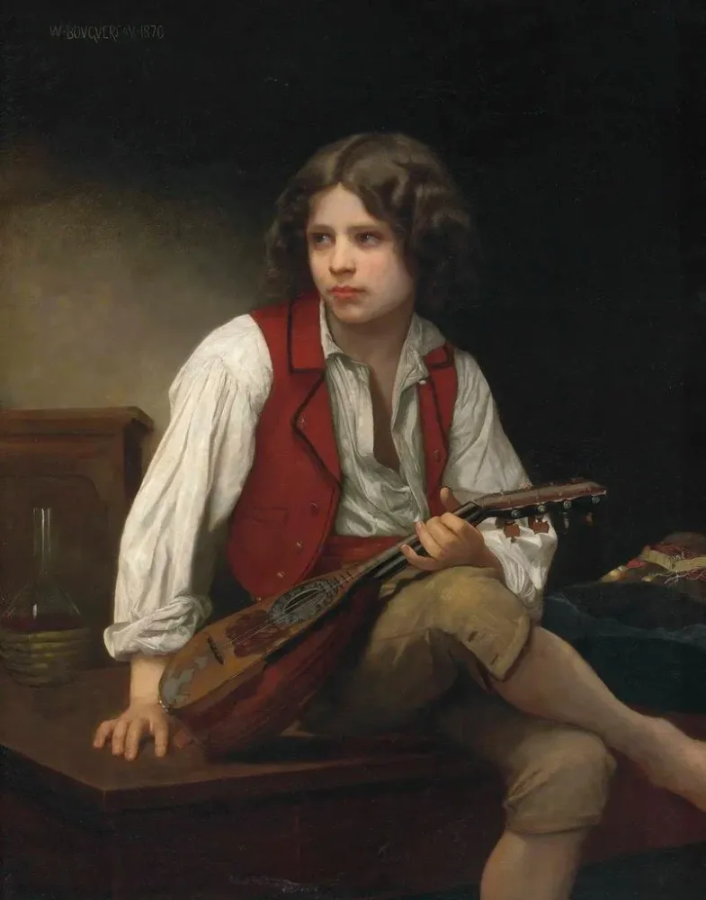 Italienisches Gemälde mit Mandoline - William Bouguereau | Kunstdruck