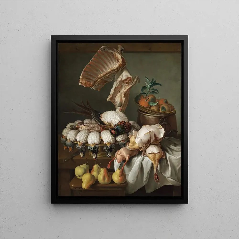 Jagd- und Fruchtstillleben mit Fleisch - Alexandre François Desportes | Kunstdruck
