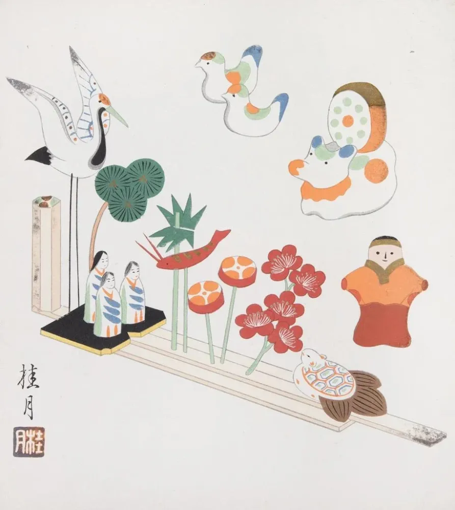 Japanisches Volkskunst-Gemälde Kydo gangu sh haru Pl01 - Yamashita Hakuba | Kunstdruck