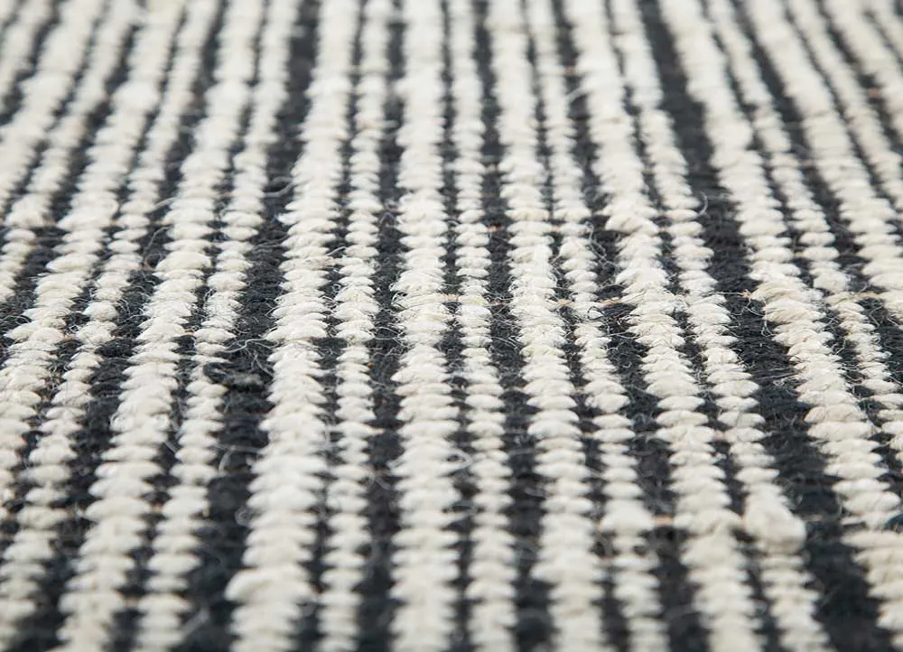 Juteteppich - 240 x 150 cm - schwarz-weiß