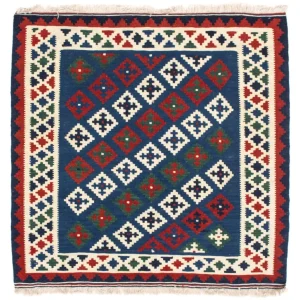 Kelim Teppich - Oriental 100 x 100 cm - dunkelblau