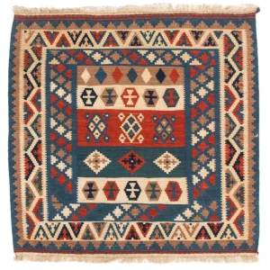 Kelim Teppich - Oriental 102 x 100 cm - blau