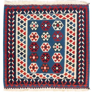 Kelim Teppich - Oriental 102 x 100 cm - blau