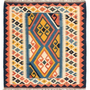 Kelim Teppich - Oriental 103 x 100 cm - blau