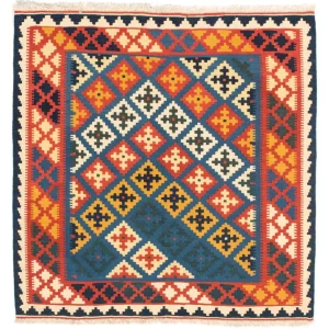Kelim Teppich - Oriental 104 x 100 cm - dunkelblau