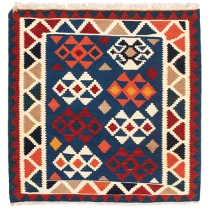 Kelim Teppich - Oriental 104 x 102 cm - dunkelblau