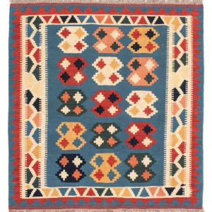 Kelim Teppich - Oriental 107 x 101 cm - seeblau