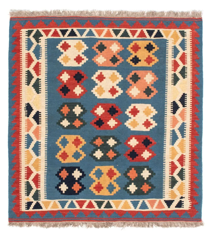 Kelim Teppich - Oriental 107 x 101 cm - seeblau