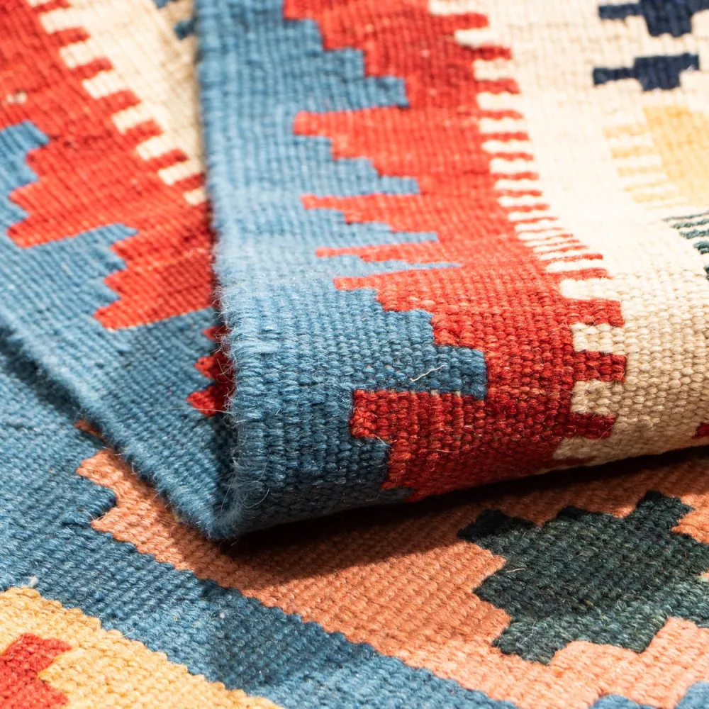 Kelim Teppich - Oriental 107 x 101 cm - seeblau