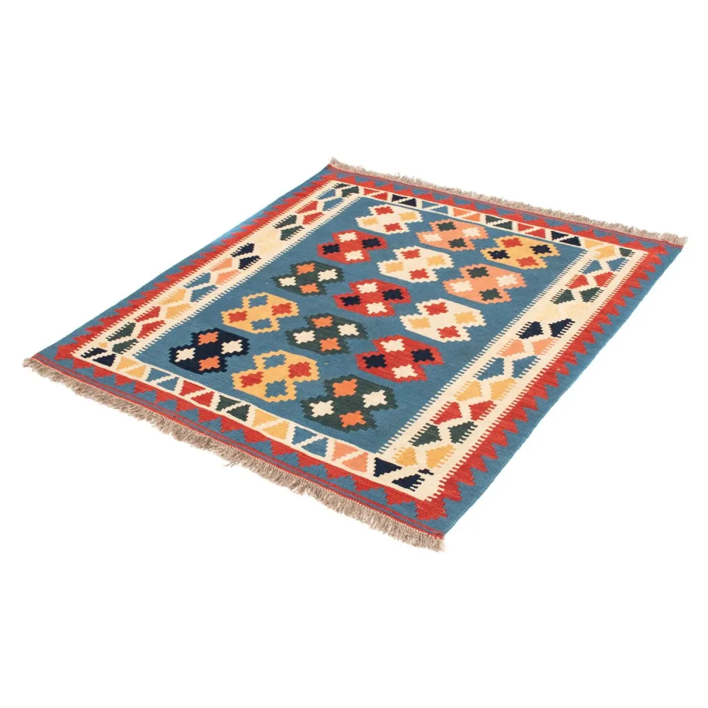 Kelim Teppich - Oriental 107 x 101 cm - seeblau