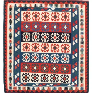 Kelim Teppich - Oriental 110 x 100 cm - blau