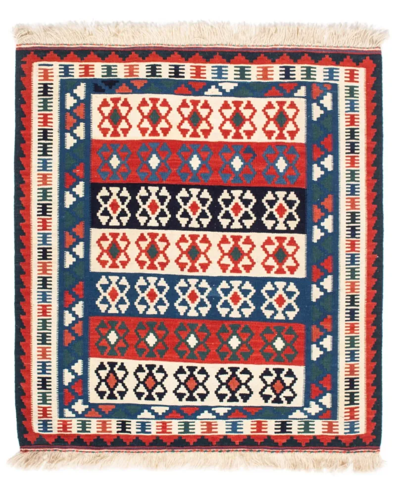 Kelim Teppich - Oriental 110 x 100 cm - blau