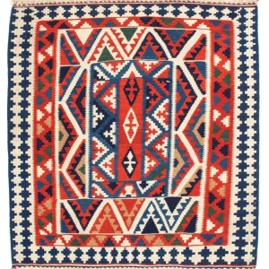 Kelim Teppich - Oriental 111 x 105 cm - rot