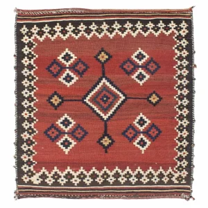 Kelim Teppich - Oriental 144 x 132 cm - dunkelrot