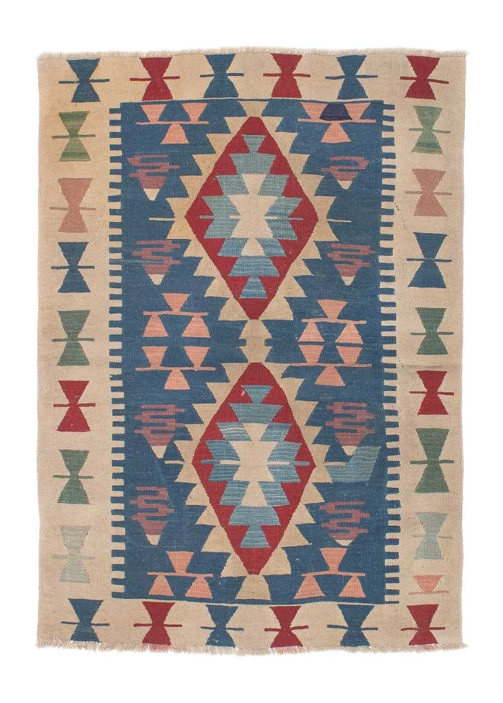 Kelim Teppich - Oriental 160 x 115 cm - blau