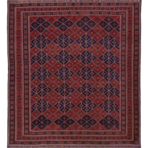 Kelim Teppich - Oriental quadratisch - 178 x 160 cm - dunkelrot