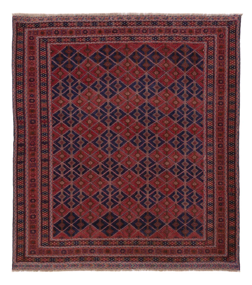 Kelim Teppich - Oriental quadratisch - 178 x 160 cm - dunkelrot