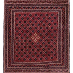 Kelim Teppich - Oriental sonderform - 184 x 158 cm - dunkelrot