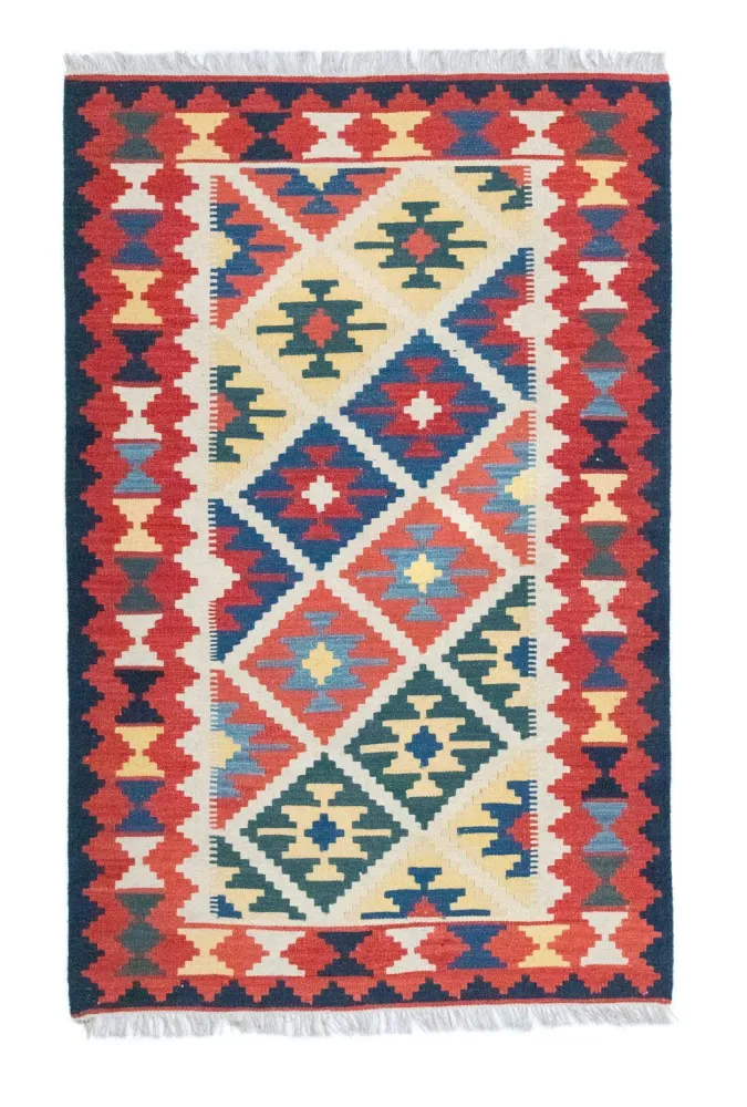 Kelim Teppich - Splash 190 x 120 cm - beige
