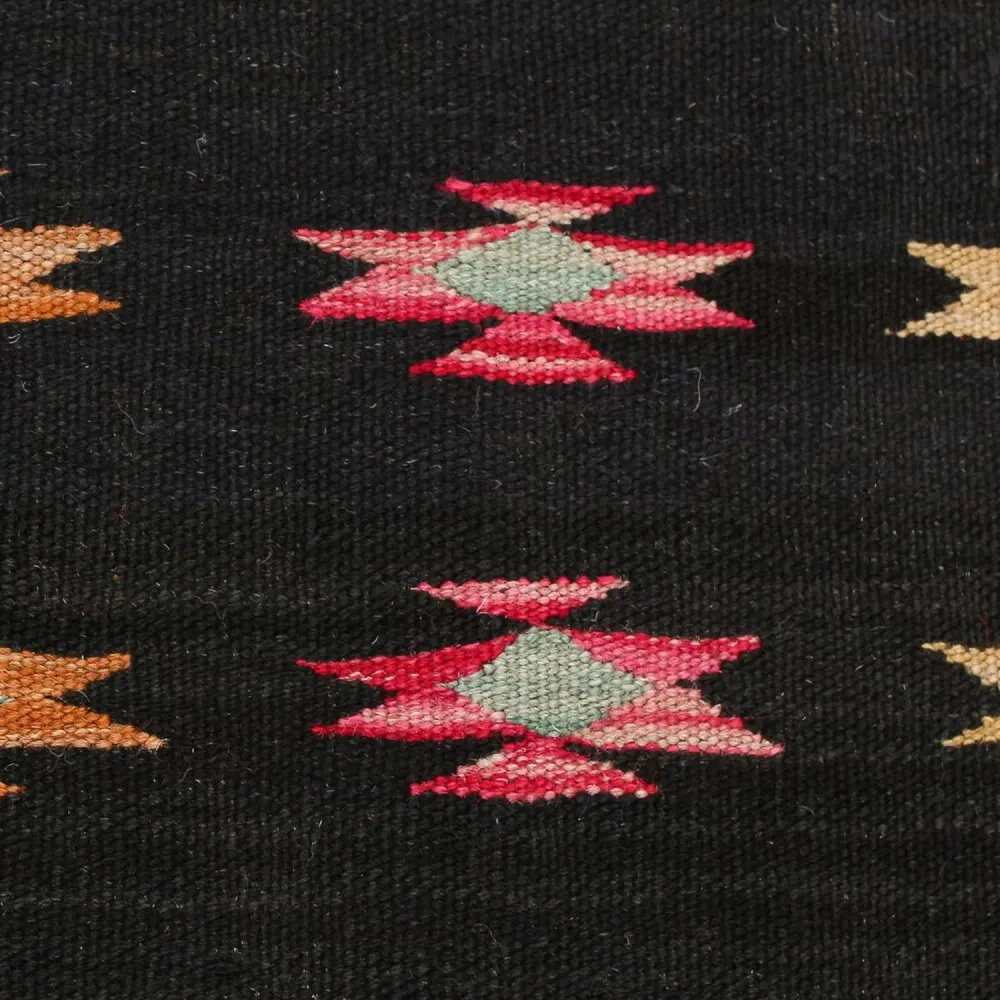Kelim Teppich - Splash 195 x 85 cm - schwarz
