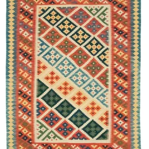 Kelim Teppich - Splash 202 x 153 cm - beige