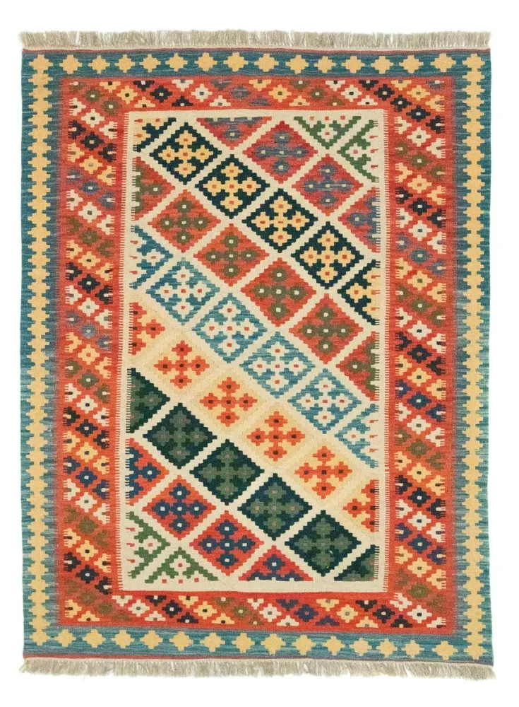 Kelim Teppich - Splash 202 x 153 cm - beige