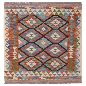 Kelim Teppich - Splash quadratisch - 102 x 101 cm - mehrfarbig