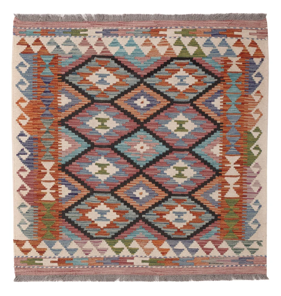 Kelim Teppich - Splash quadratisch - 102 x 101 cm - mehrfarbig