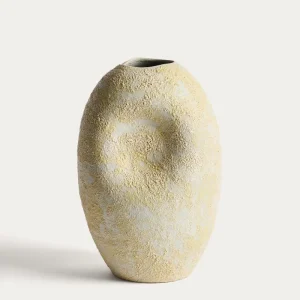 Keramikvase Medira Ecru und Gelb, 32,5 cm