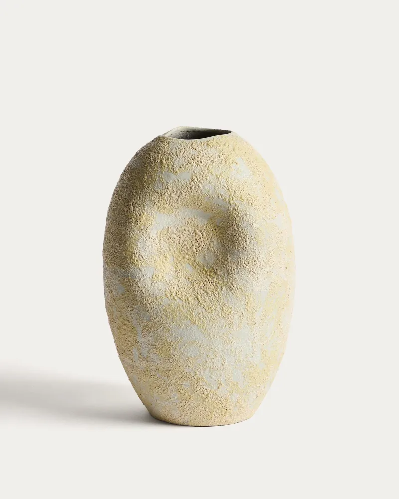 Keramikvase Medira Ecru und Gelb, 32,5 cm