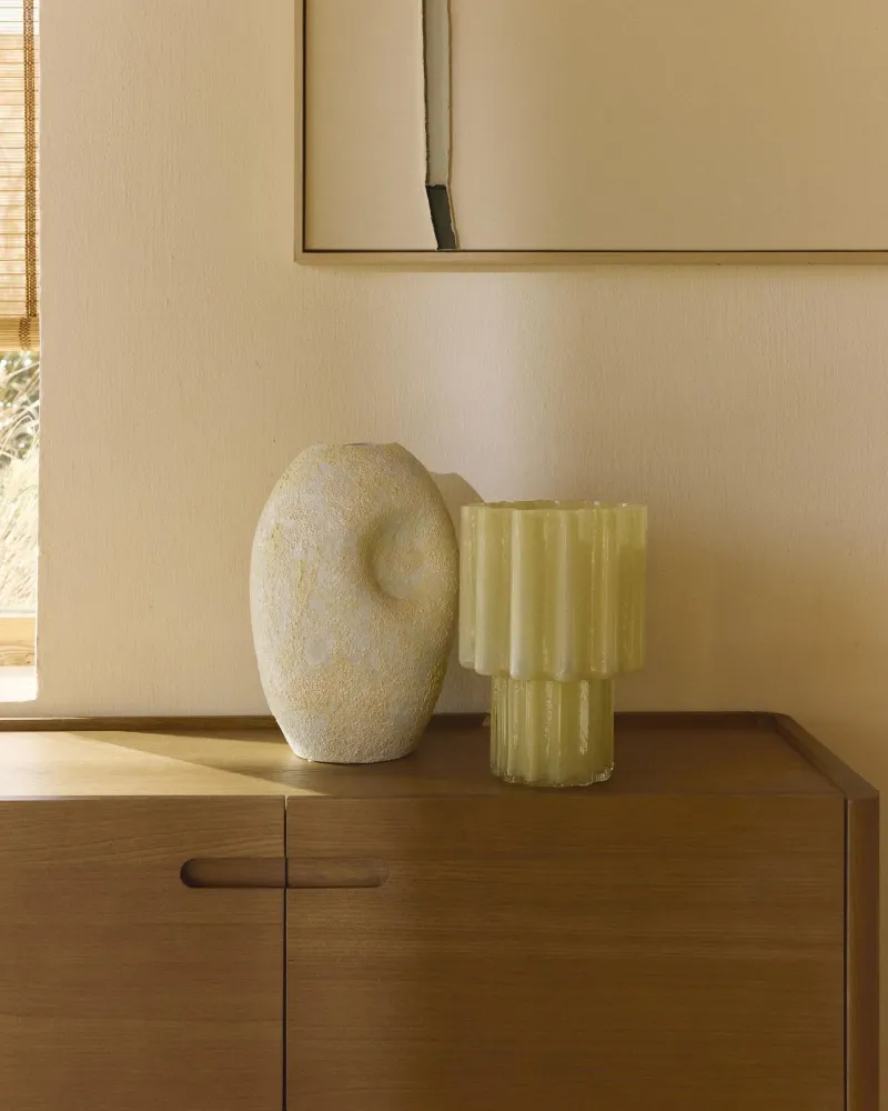 Keramikvase Medira Ecru und Gelb, 32,5 cm
