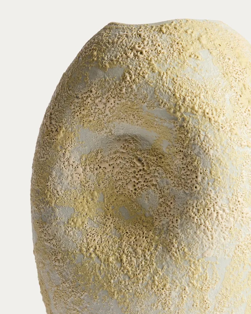 Keramikvase Medira Ecru und Gelb, 32,5 cm