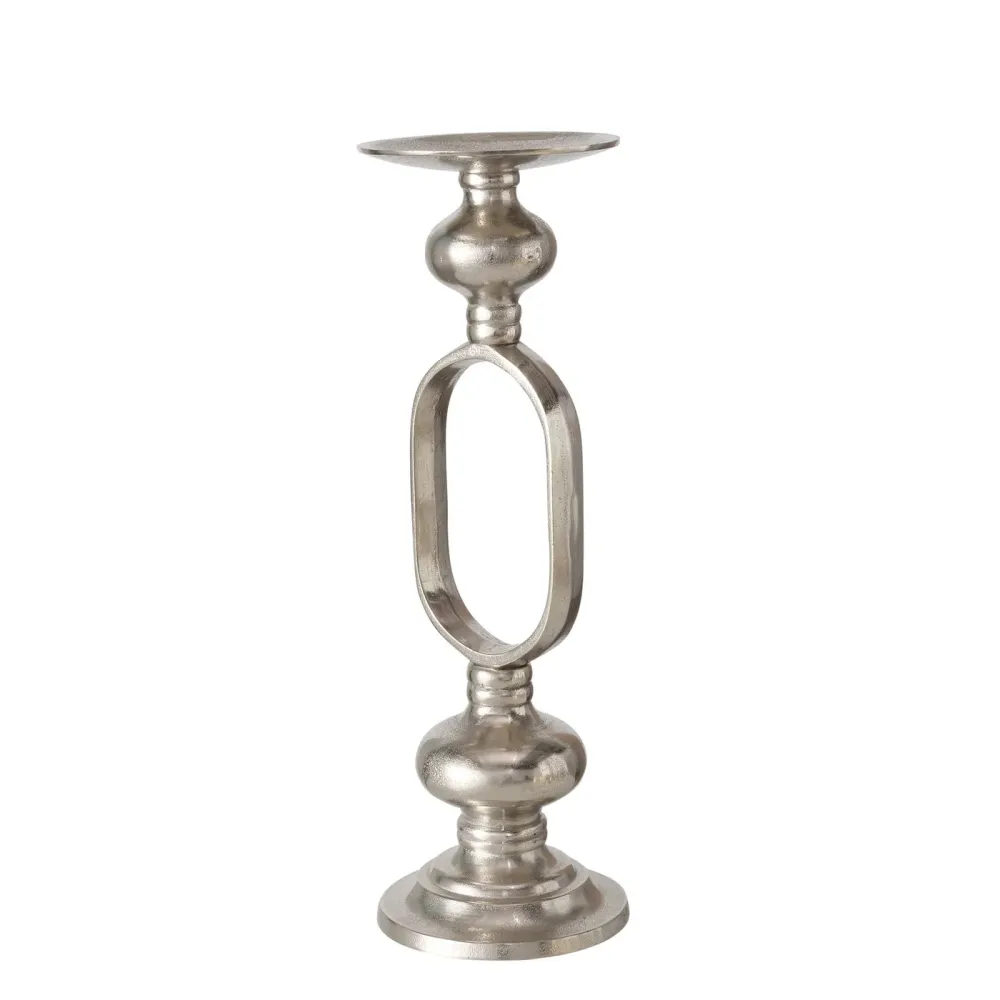 Kerzenhalter Luvian Oval Silber 55cm Aluminium Vernickelt