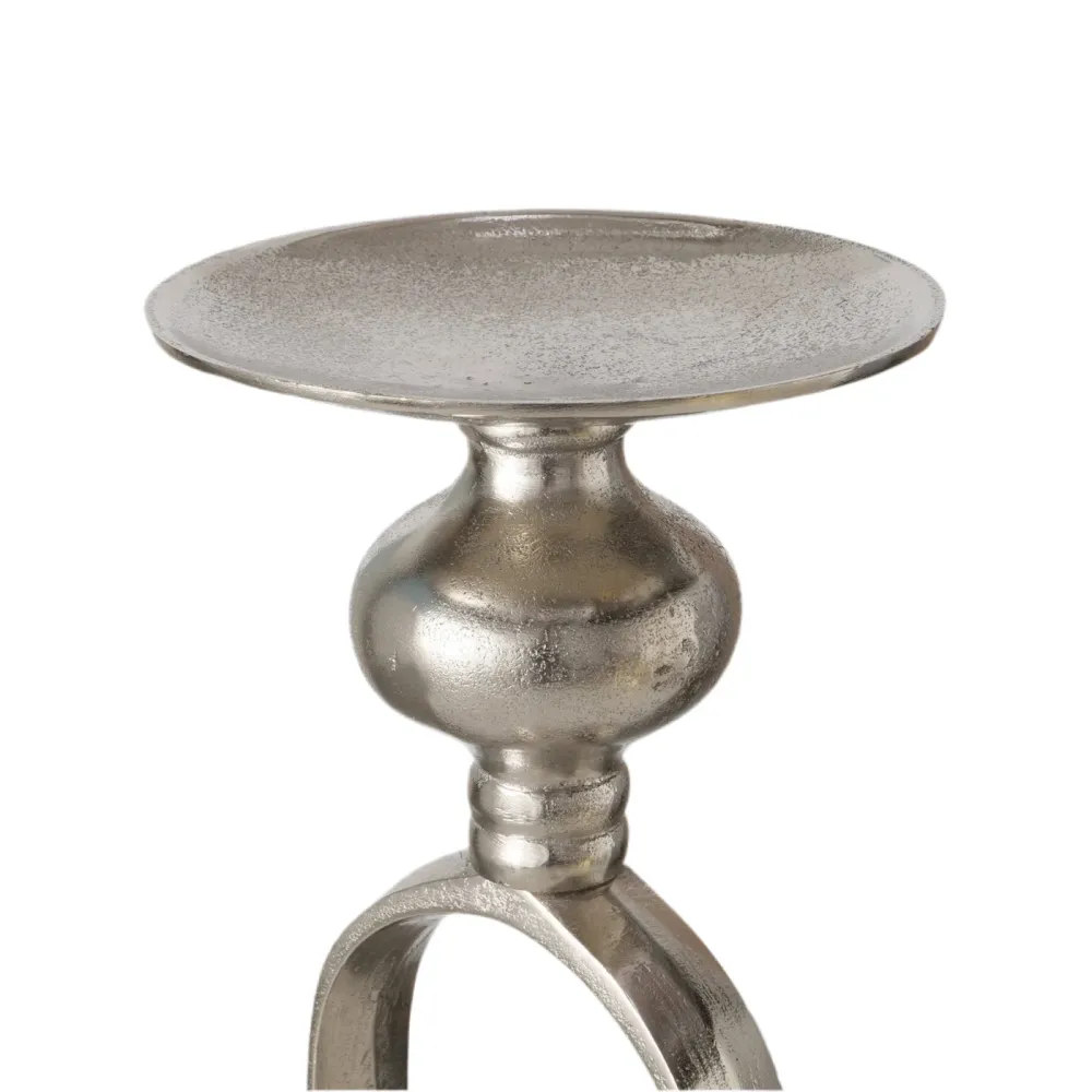 Kerzenhalter Luvian Oval Silber 55cm Aluminium Vernickelt