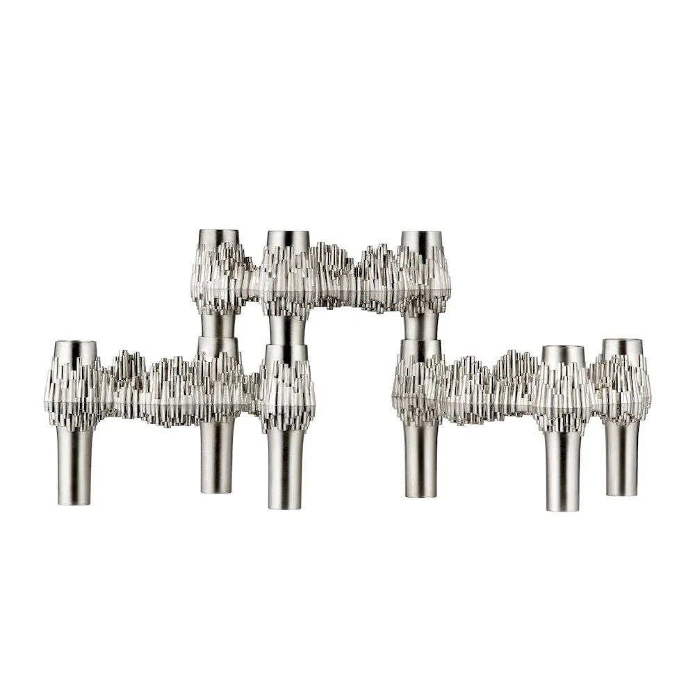 Kerzenhalter Quist Brushed Chrom 3er Set - Stoff Nagel