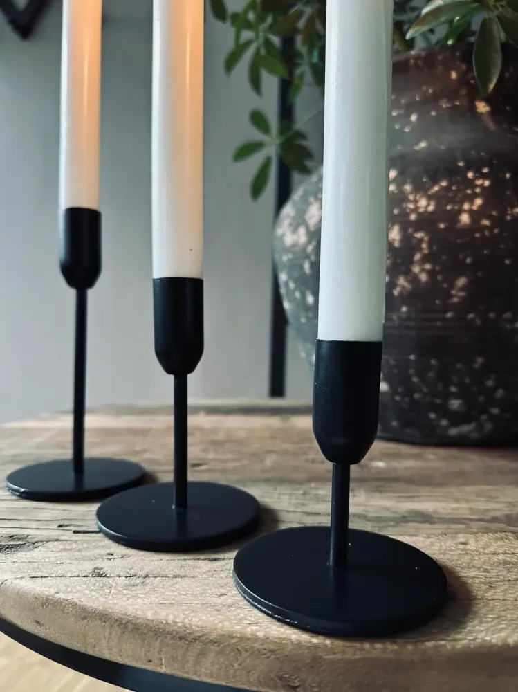 Kerzenhalter-Set 3 Stk. für Stabkerzen – Black Mindy