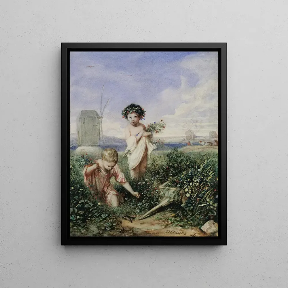 Kinder beim Blumenpflücken - Alexandre-Gabriel Decamps | Kunstdruck