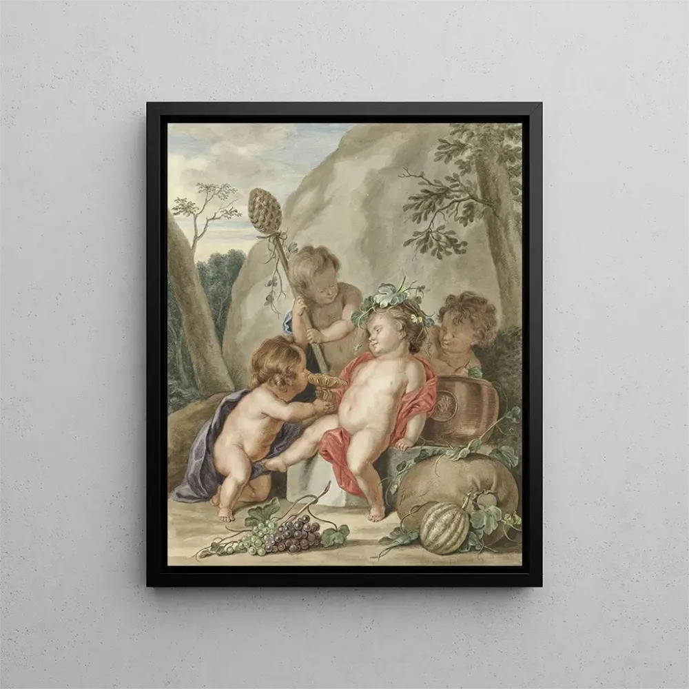 Kinder-Bacchanal-Gemälde nach Jacob de Wit - Abraham Delfos | Kunstdruck