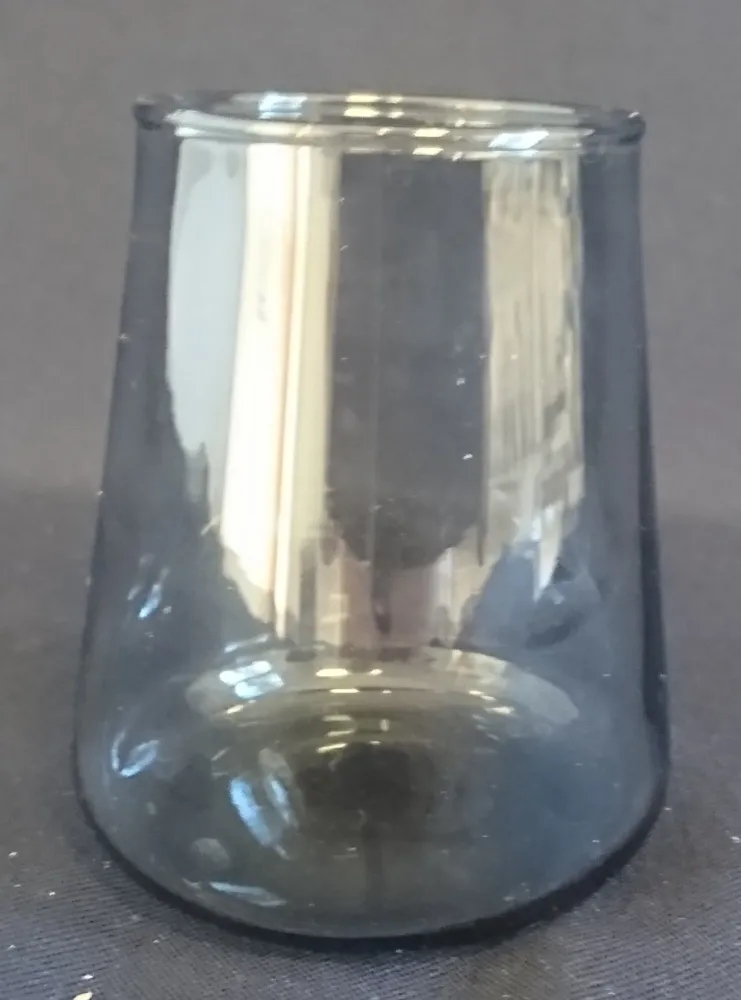 KLEINE BLUMENVASE - Press- / Hartglas, Einfärbiges Klares Graues Dekor