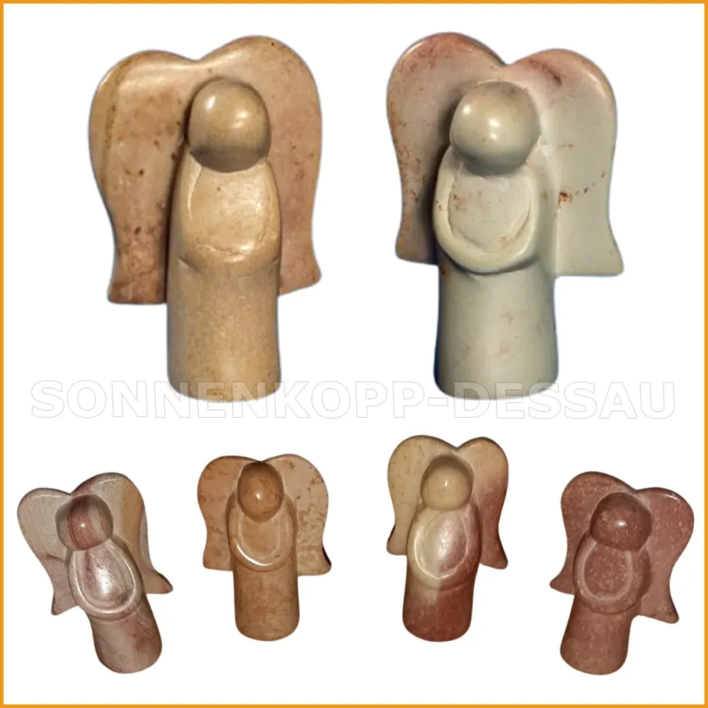 Kleiner SCHUTZENGEL aus Speckstein - Handarbeit aus Stein - fairer Handel - 5,5cm