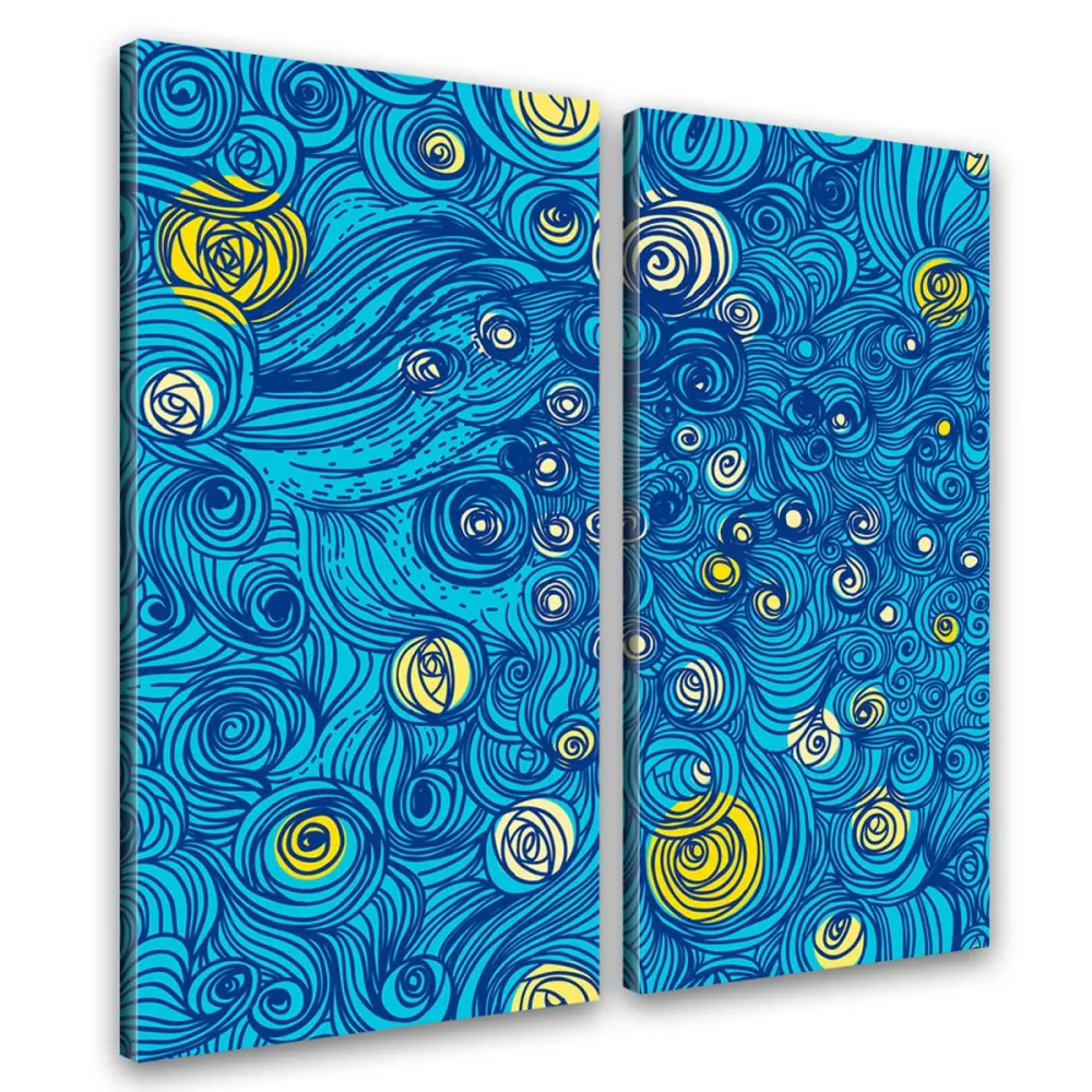 Kunstdruck - 2-teilige Leinwand - van Goghs Sternennacht