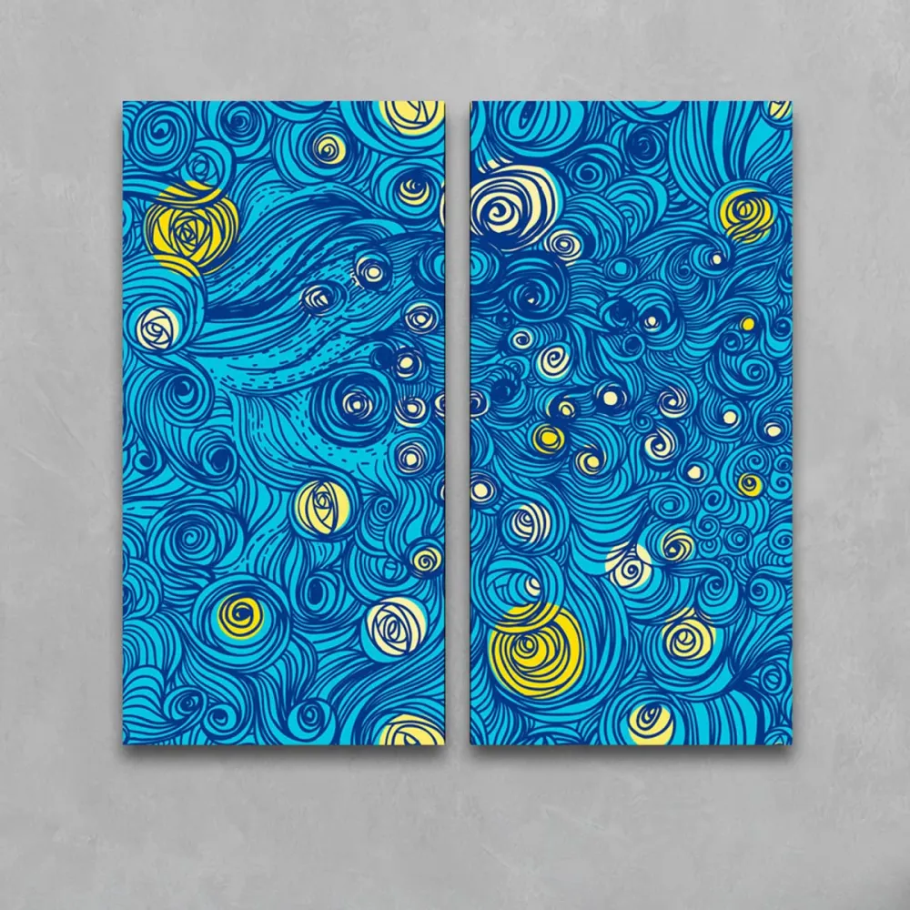 Kunstdruck - 2-teilige Leinwand - van Goghs Sternennacht